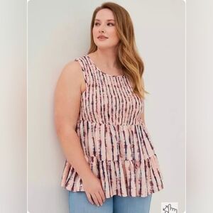 Torrid Rayon Twill Smocked Tiered Tank 1X